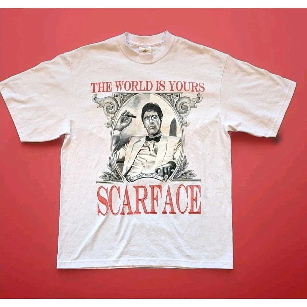 Shaka Wear SCARFACE T-Shirt XL The World Is Yours Graphic White Tee Al Pacino - Picture 1 of 9